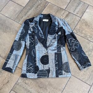 Josef Ribkoff Chic Veston Mixed Media Patchwork Blazer Jacket Gray Size S
